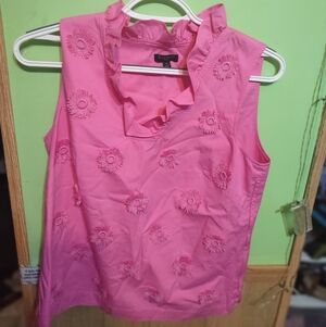 Talbots Pink Floral Embroidered Blouse